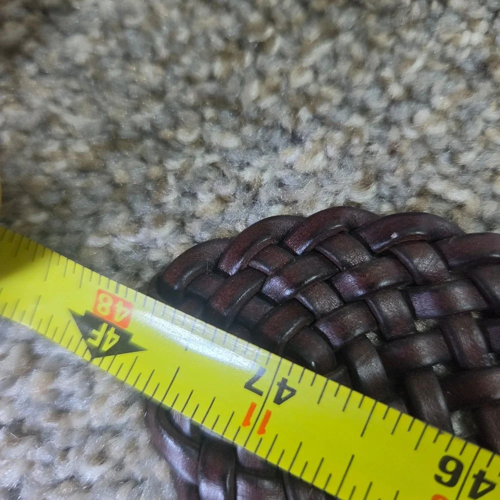 Target Dark Brown Braided Bonded Leather Belt XL Bronze Buckle 061060559 2